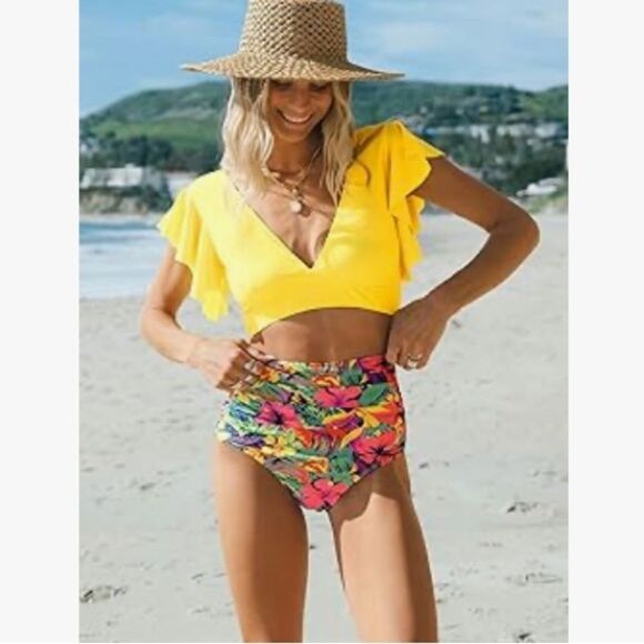 New Sporlike Rumba High Waisted Bikini Sz Large - Picture 2 of 5